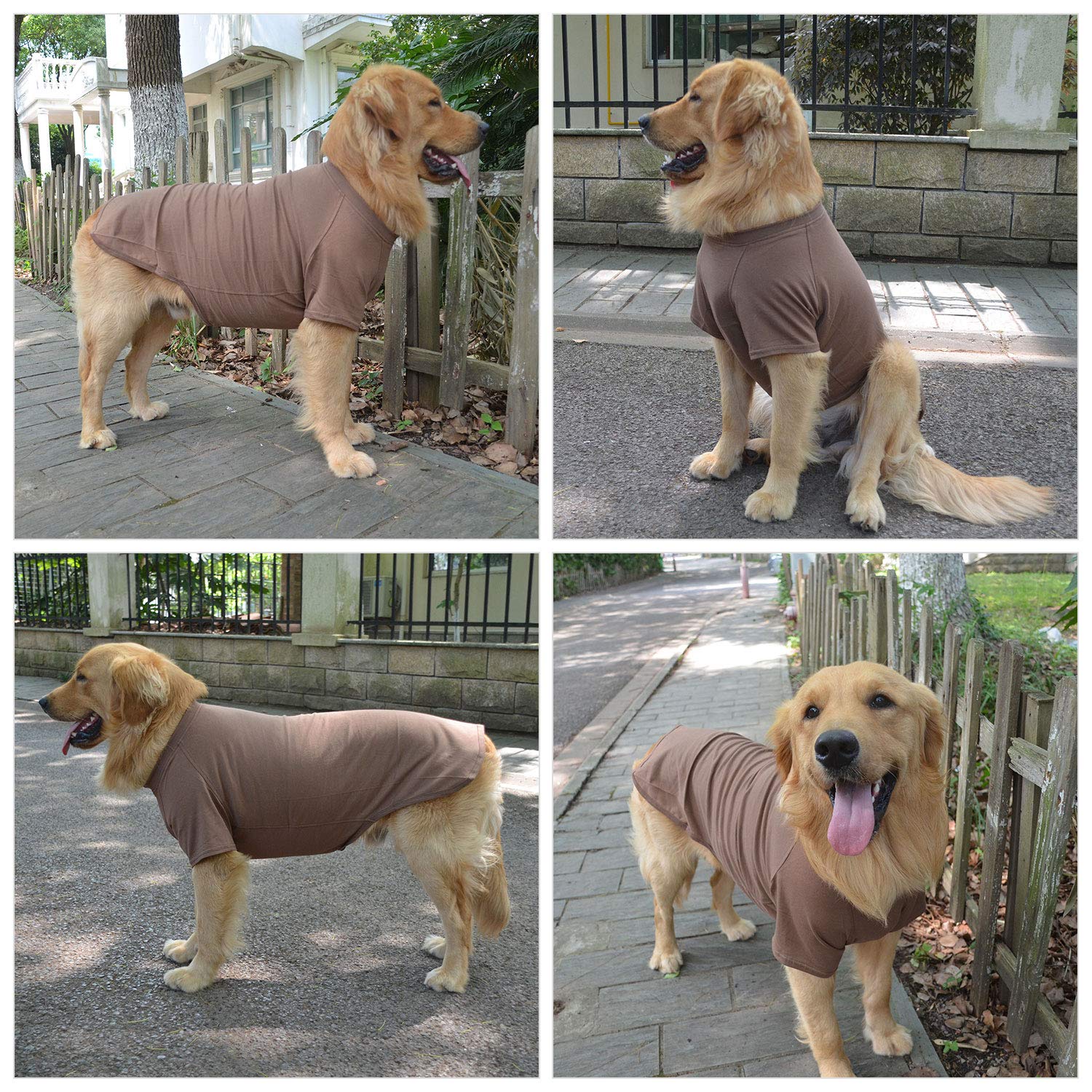 Lovelonglong Pet Clothing Dog Costumes Basic Blank T-Shirt Tee Shirts For Medium Large Dogs Coffee Xxxl